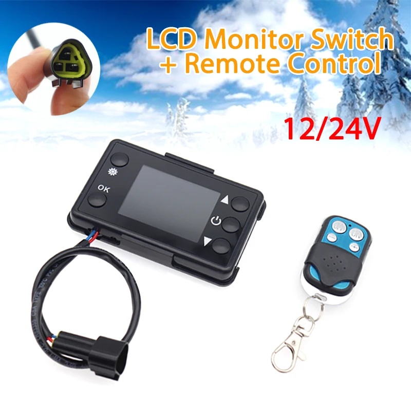 Parking Heater Remote Control Kit - Universal 12V/24V LCD Monitor Switch +