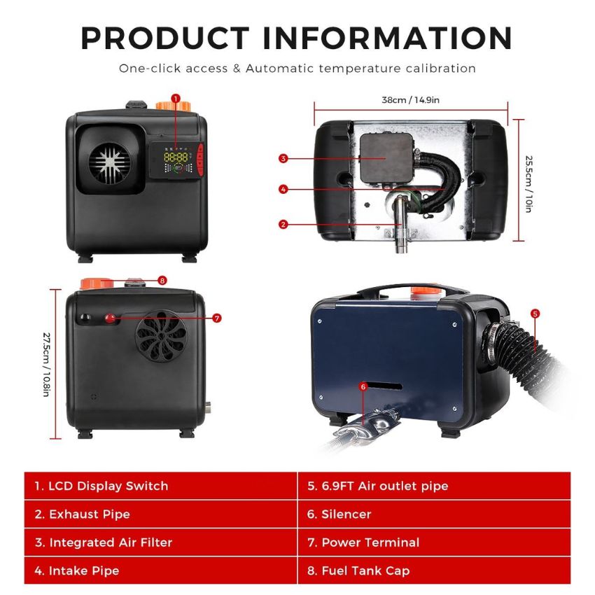 Hot Sale 12V/24V 110-240V All  - đánh giá và giá Diesel Heater 8Kw Rv Camper